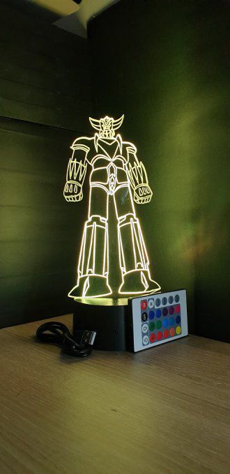 Lampe led  3D Goldorak, dessin animé, veilleuse, déco, chambre, illusion, chevet, éclairage