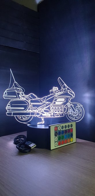 Lampe led 3D Honda Goldwing 1800, Moto, veilleuse, chevet, néon, déco