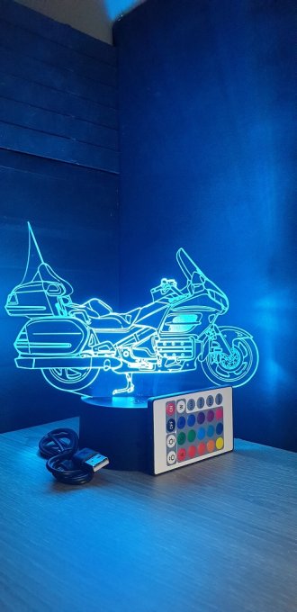 Lampe led 3D Honda Goldwing 1800, Moto, veilleuse, chevet, néon, déco