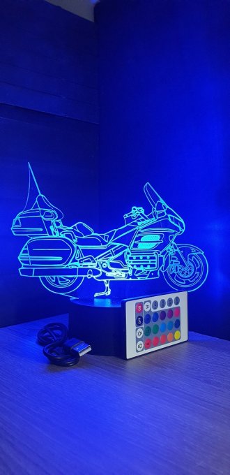 Lampe led 3D Honda Goldwing 1800, Moto, veilleuse, chevet, néon, idée cadeau, déco, illusion