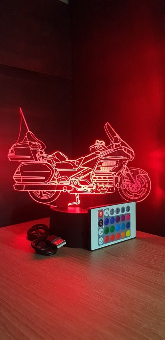 Lampe led 3D Honda Goldwing 1800, Moto, veilleuse, chevet, néon, déco