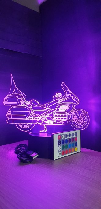 Lampe led 3D Honda Goldwing 1800, Moto, veilleuse, chevet, néon, idée cadeau, déco, illusion