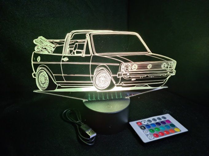 Lampe led 3D Volkswagen Golf 1 Cabriolé, voiture, veilleuse, chevet