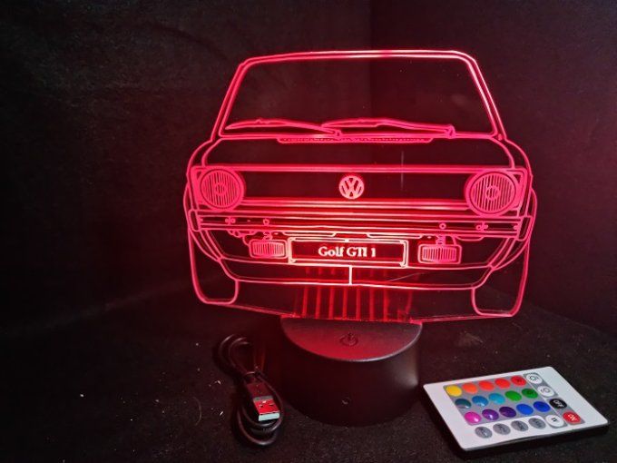 Lampe led 3D Volkswagen Golf GTI, voiture, veilleuse, chevet, cadeau