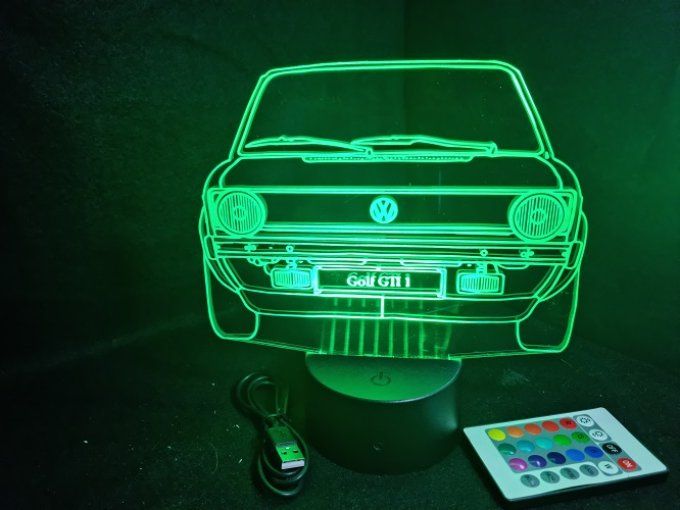 Lampe led 3D Volkswagen Golf GTI, voiture, veilleuse, chevet, cadeau