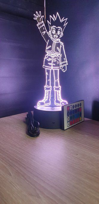 Lampe led 3D Gon debout, Hunter X Hunter, manga ,veilleuse, lampe de chevet, déco, illusion