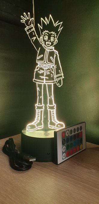Lampe led 3D Gon debout, Hunter X Hunter, manga ,veilleuse, lampe de chevet, déco, illusion