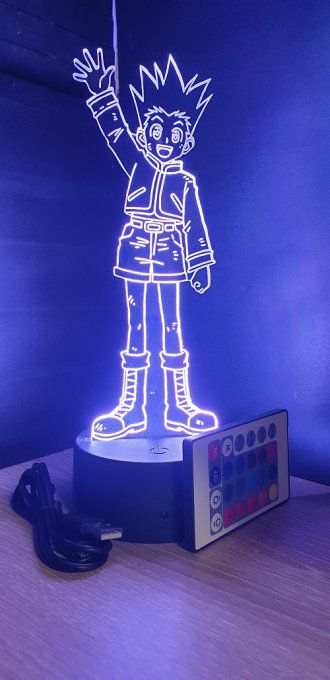 Lampe led 3D Gon debout, Hunter X Hunter, manga ,veilleuse, lampe de chevet, déco, illusion