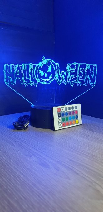 Lampe led 3D Halloween, veilleuse, chevet, néon, déco, bureau, lumière