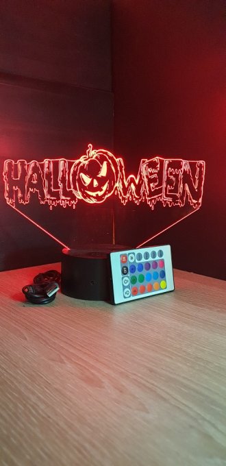 Lampe led 3D Halloween, veilleuse, chevet, néon, idée cadeau, déco, illusion, bureau, lumière