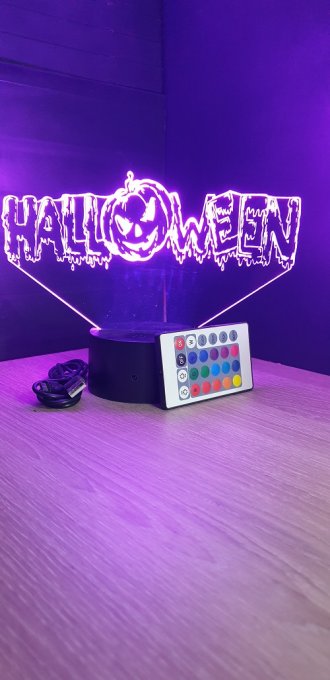 Lampe led 3D Halloween, veilleuse, chevet, néon, déco, bureau, lumière