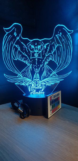 Lampe led 3D Hedwige, Harry potter, film, veilleuse, idée cadeau, déco, illusion