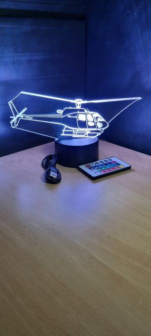 Lampe led 3D Hélicoptère, armée, veilleuse, chevet, cadeau, déco