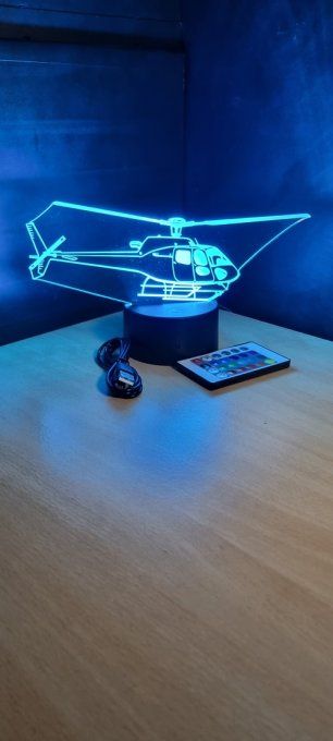 Lampe led 3D Hélicoptère, armée, veilleuse, chevet, cadeau, déco