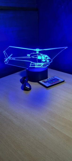 Lampe led 3D Hélicoptère, armée, veilleuse, chevet, cadeau, déco