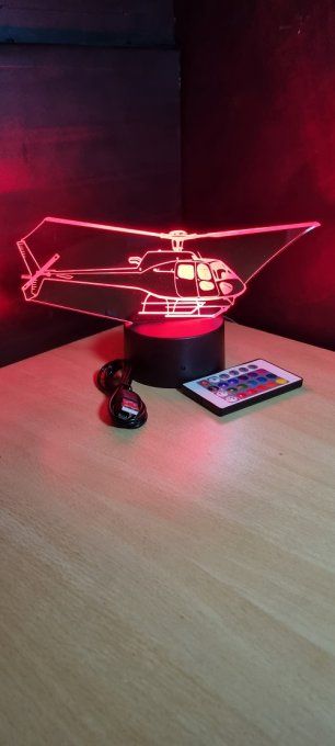 Lampe led 3D Hélicoptère, armée, veilleuse, chevet, cadeau, déco