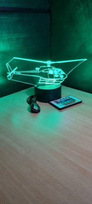 Lampe led 3D Hélicoptère, armée, veilleuse, chevet, cadeau, déco