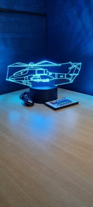 Lampe led 3D Hélicoptère, armée, veilleuse, chevet, cadeau, déco