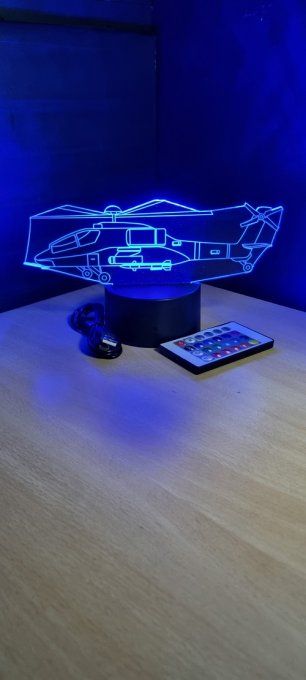 Lampe led 3D Hélicoptère, armée, veilleuse, chevet, cadeau, déco