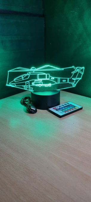 Lampe led 3D Hélicoptère, armée, veilleuse, chevet, cadeau, déco