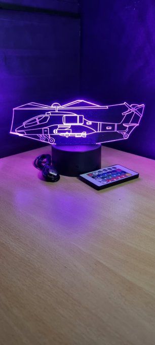 Lampe led 3D Hélicoptère, armée, veilleuse, chevet, cadeau, déco