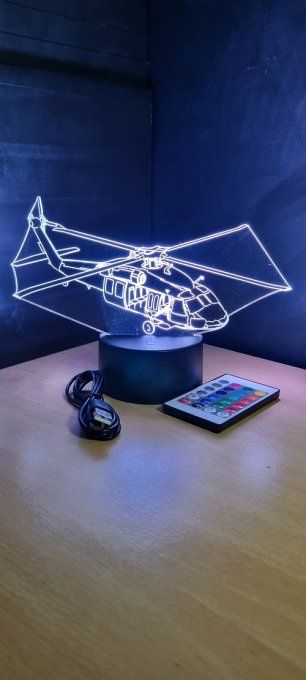 Lampe led 3D Hélicoptère, transport, veilleuse, chevet, cadeau, déco