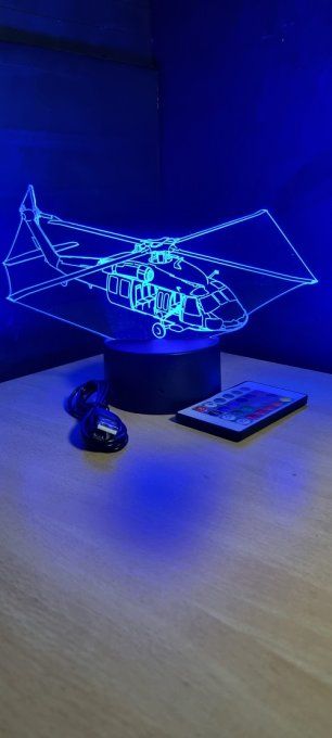 Lampe led 3D Hélicoptère, transport, veilleuse, chevet, cadeau, déco