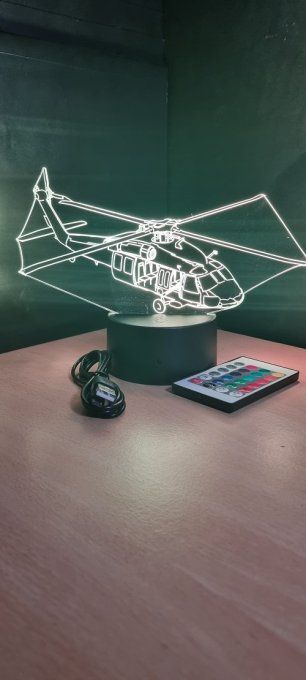 Lampe led 3D Hélicoptère, transport, veilleuse, chevet, cadeau, déco