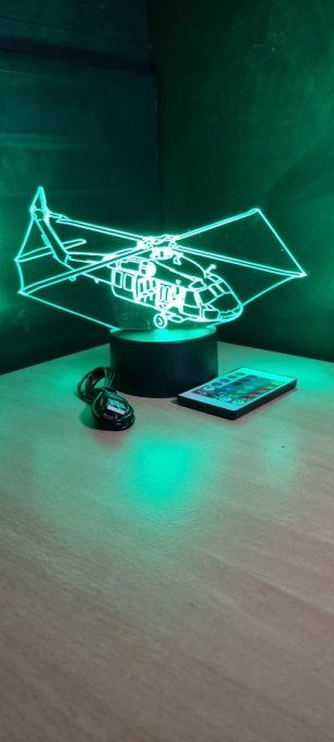 Lampe led 3D Hélicoptère, transport, veilleuse, chevet, cadeau, déco