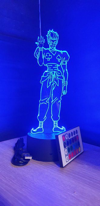 Lampe led 3D Hisoka, Hunter X Hunter, manga ,veilleuse, lampe de chevet, déco, illusion, lumière