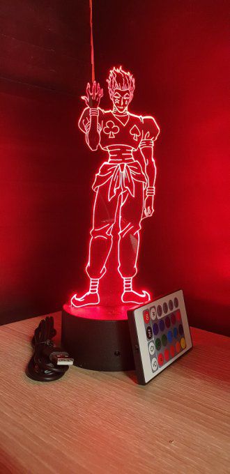 Lampe led 3D Hisoka, Hunter X Hunter, manga ,veilleuse, lampe de chevet, déco, illusion, lumière