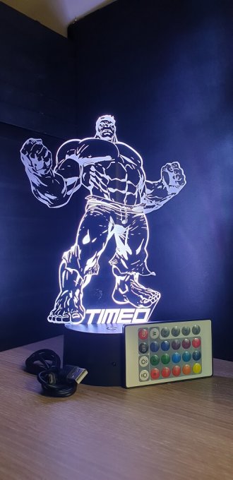 Lampe led 3D Hulk, Avengers, Marvel, veilleuse, déco, illusion, chevet