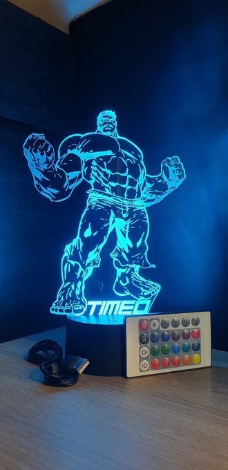 Lampe led 3D Hulk, Avengers, Marvel, veilleuse, idée cadeau, dessin animé , déco, illusion, chevet