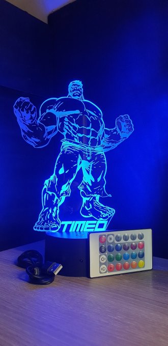 Lampe led 3D Hulk, Avengers, Marvel, veilleuse, idée cadeau, dessin animé , déco, illusion, chevet