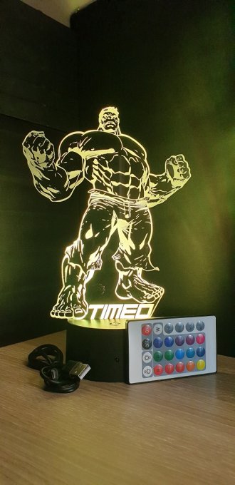Lampe led 3D Hulk, Avengers, Marvel, veilleuse, idée cadeau, dessin animé , déco, illusion, chevet