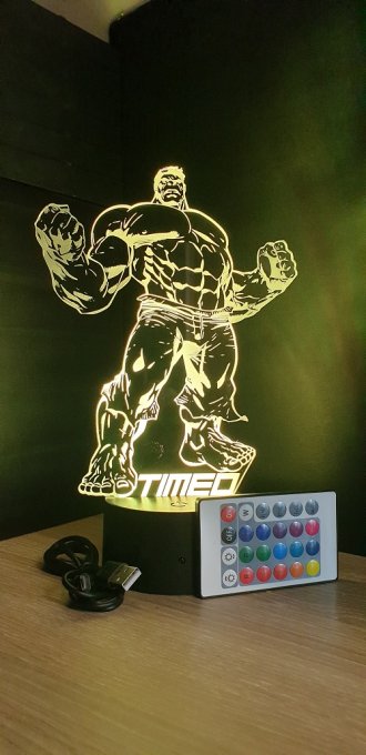 Lampe led 3D Hulk, Avengers, Marvel, veilleuse, déco, illusion, chevet