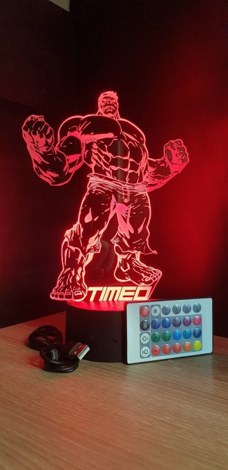 Lampe led 3D Hulk, Avengers, Marvel, veilleuse, déco, illusion, chevet