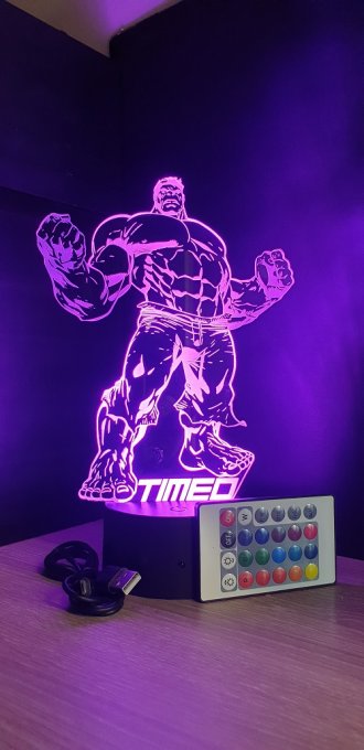 Lampe led 3D Hulk, Avengers, Marvel, veilleuse, déco, illusion, chevet