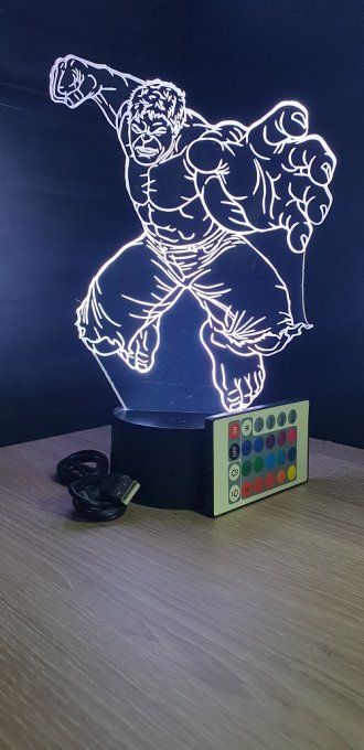 Lampe led 3D Hulk, Avengers, Marvel, veilleuse, déco, illusion, chevet