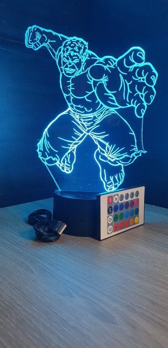 Lampe led 3D Hulk, Avengers, Marvel, veilleuse, déco, illusion, chevet