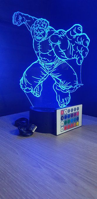 Lampe led 3D Hulk, Avengers, Marvel, veilleuse, déco, illusion, chevet