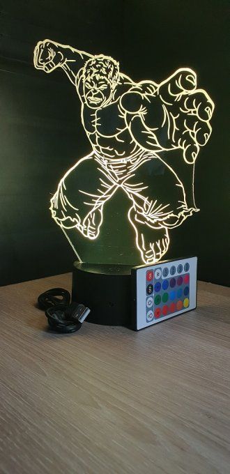 Lampe led 3D Hulk, Avengers, Marvel, veilleuse, déco, illusion, chevet