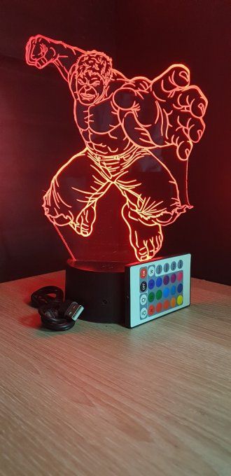 Lampe led 3D Hulk, Avengers, Marvel, veilleuse, déco, illusion, chevet