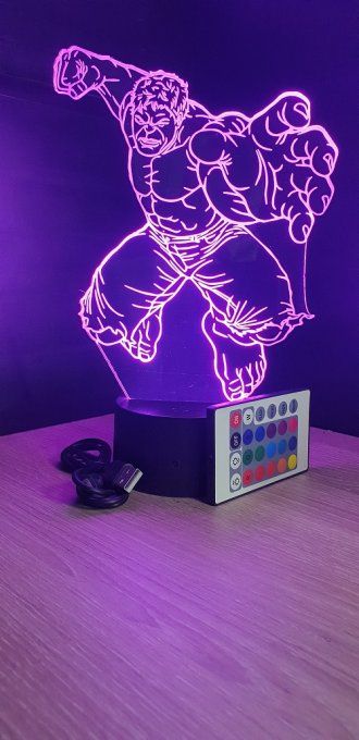 Lampe led 3D Hulk, Avengers, Marvel, veilleuse, déco, illusion, chevet