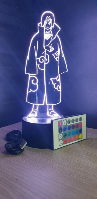 Lampe led 3D Itachi, Naruto, veilleuse chevet, déco, illusion, bureau