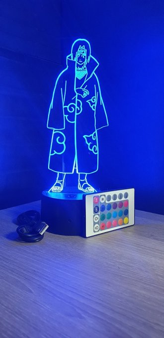 Lampe led 3D Itachi, Naruto, veilleuse chevet, déco, illusion, bureau