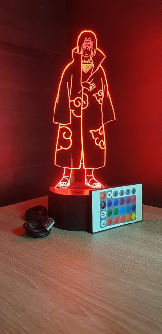 Lampe led 3D Itachi, Naruto, veilleuse chevet, déco, illusion, bureau