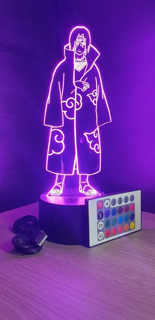 Lampe led 3D Itachi, Naruto, manga ,veilleuse, lampe de chevet, déco, illusion, bureau, éclairage