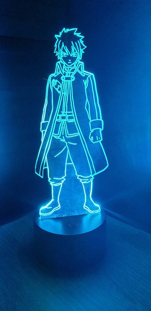  Lampe led 3d, Grey Fullbuster, Jellal, Fairy Tail,  Natsu, magie, Erza, manga, fairy tail, manga, veilleuse, lampe  personnalisable, éclairage, illusion, idée cadeau, cadeau original