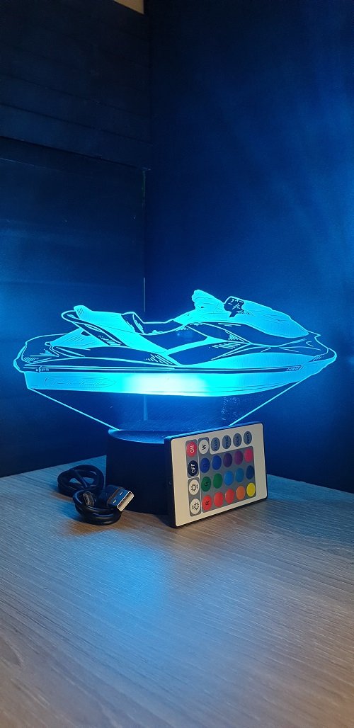 Lampe led 3D Jet-Ski, veilleuse, chevet, néon, idée cadeau, déco, illusion, chevet, éclairage